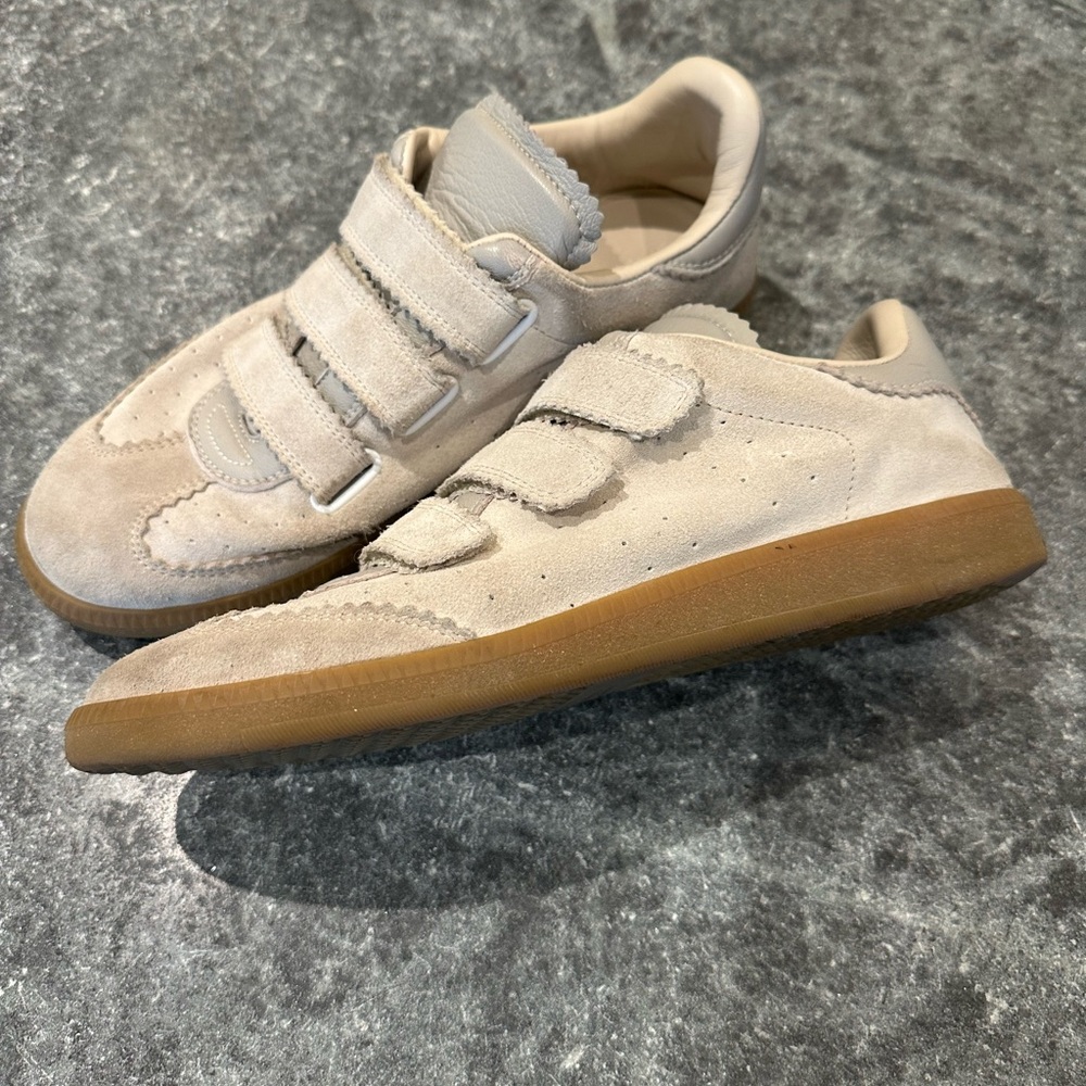 Isabel Marant Cream Velcro Strap Sneakers